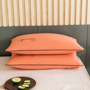 美帮汇枕套一对装 简约 北欧全棉单人枕头套48*74cm全棉成人家用 粉