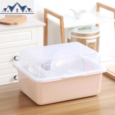 塑料多功能带盖大号家用经济型凉放碗架收纳箱置物架装碗筷储物盒 三维工匠