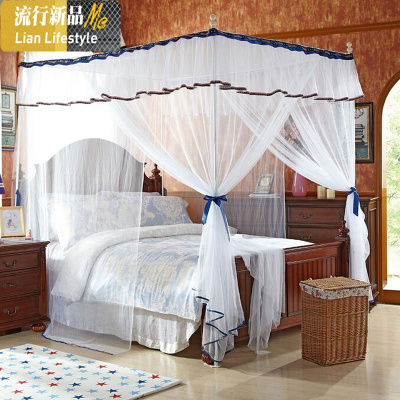 三开公主风蚊帐加密加厚宫廷落地方顶1.2m/1.5m/1.8m床双人家用 三维工匠