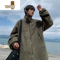 YANXU颗粒绒开衫卫衣男2023秋季新款潮流拉链口袋设计感青少年宽松外套