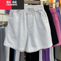 YIBUSHENG减龄紫色高腰阔腿裤短裤女季薄款大码胖mm五分裤宽松显瘦休闲裤