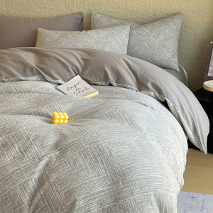 简约纯棉提花磨毛床上四件套加厚被单枕套床品新款秋冬季