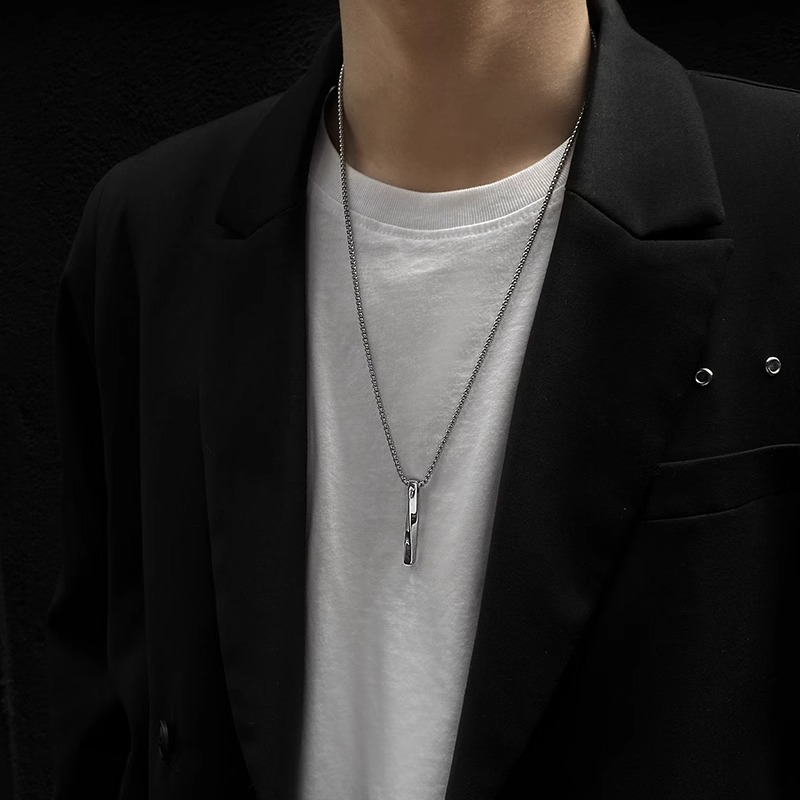 港风简约扭曲螺旋长条项链男潮ins嘻哈潮流女冷淡风百搭个性饰品
