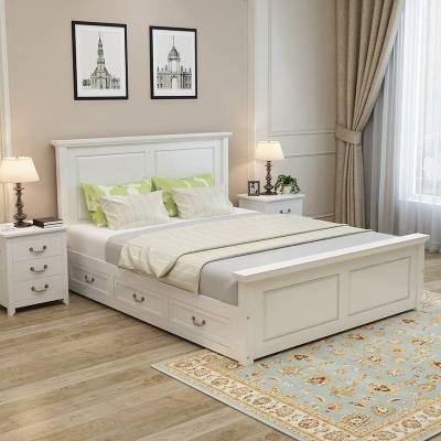 美式实木床1.35米白色北欧现代简约单人床欧式经济型1.5m双人床