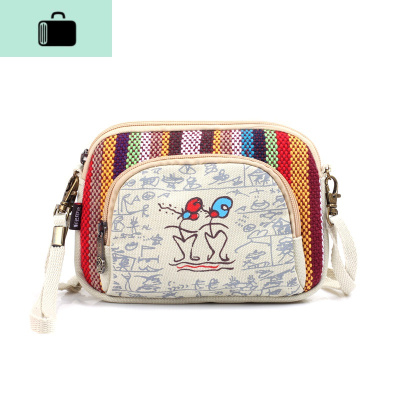 可爱零钱包6寸手机包女云南民族风帆布手拿包夏天百搭斜挎小包包NEW LAKE女手包