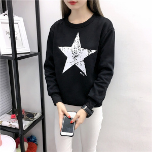 秋冬新款女装印花宽松大码打底衫加厚加绒长袖卫衣女潮