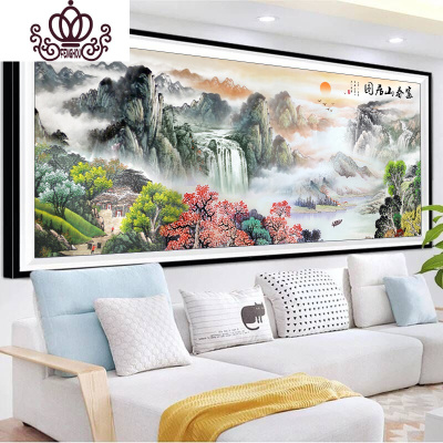 封后5d钻石画富春山居图大幅贴钻十字绣钻石绣2019新款客厅风景山水画满钻-220*90CM钻加量30%-