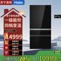 Haier海尔BCD-571WGHFD2BD5U1超薄零嵌黑钻镜面571升冰箱法式多门