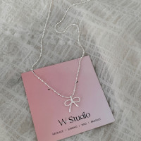 S925纯银绳结蝴蝶结女锁骨链日常百搭配裙子高级感项链不掉色送女朋友老婆情人节七夕生日礼物