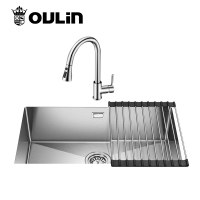 欧琳(OULIN)厨房洗菜盆水槽大单槽手工水槽304不锈钢OLWGR9105