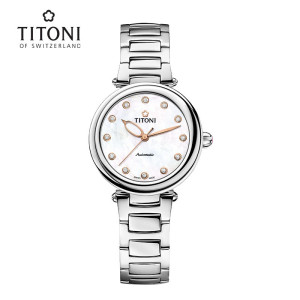 Titoni瑞士梅花表炫美系列时尚贝母精钢自动机械手表女23978S-622 23978S-622