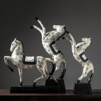 京城派 树脂摆件工艺品家居客厅电视柜酒柜装饰品玄关现代简约家居客厅酒柜小装饰品摆件办公室装饰品 复古印花马摆件