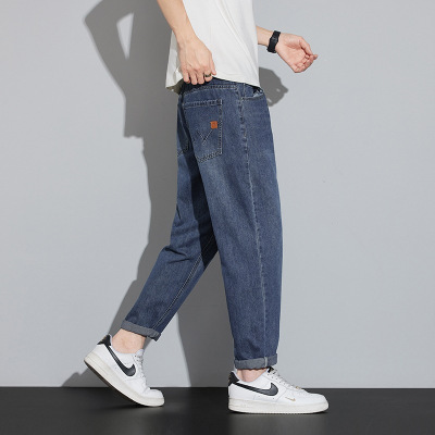夏季男士美式复古牛仔裤宽松直筒薄款水洗显高显瘦休闲长裤子男