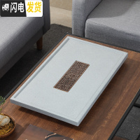 三维工匠中式简约家用办公长方形茶盘科技石小型茶台排水托盘茶海仿乌金石 黛灰-铜心50×30茶具