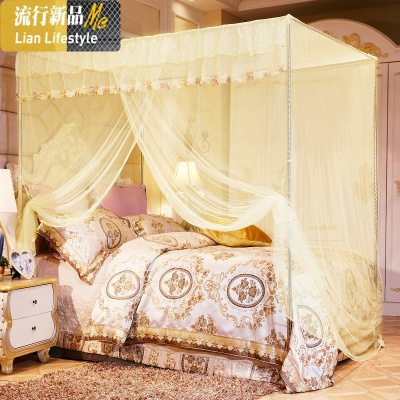 三维工匠单开蚊帐单人家用1.5米1.8m床落地一开纹帐1.2公主风加密帐纱