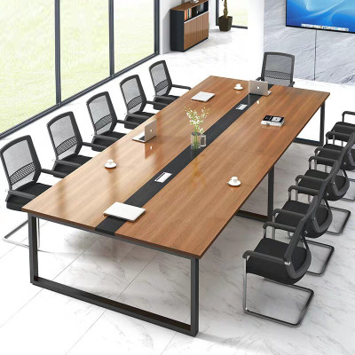 绵冠(MIANGUAN)会议桌长桌会议室员工培训桌办公桌4.8*1.2m含14椅