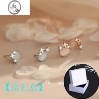 JiMis925银银猫眼石小星星耳钉女小巧精致高级感日韩耳环百搭气质耳饰