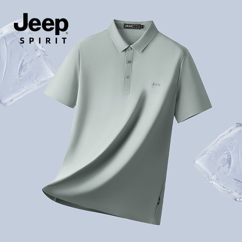 Jeep spirit冰丝Polo衫男夏季新款短袖T恤薄款速干休闲宽松上衣服