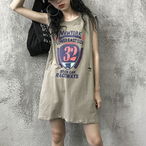 6535棉吊带背心无袖T恤女夏季外穿韩版潮情侣学生篮球服宽松bf风
