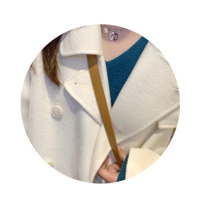 FISHBASKET赫本风毛呢外套女2020年新款韩版双面呢大衣女中长款小个子毛呢外套