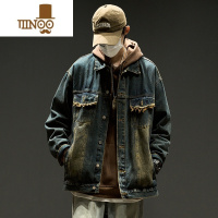 YANXU牛仔外套男款美式古着复古潮牌水洗做旧工装上衣男生秋季夹克