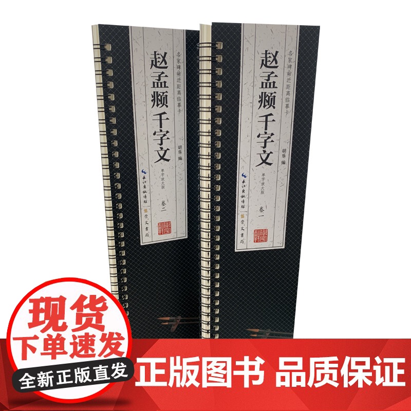 共2册 赵孟頫楷书千字文 名家碑帖近距离临摹字卡 原帖全文高清修复放大版米字格初学者书法入门书籍 赵孟俯楷书毛笔字帖 崇