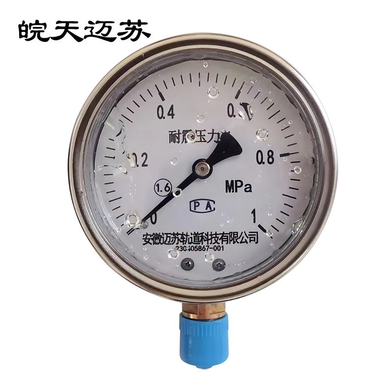 皖天迈苏YN-100耐震压力表径向无边1.6级0-1.0MPA
