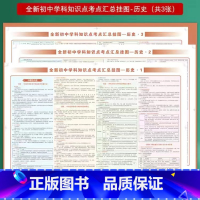 历史[挂图3张] 初中通用 [正版]小四门必背知识点挂图 初中知识点考点汇总挂图语文数学英语物理化学政治历史全套地理生物