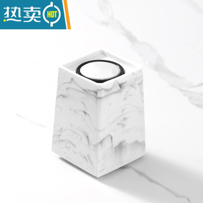 敬平轻奢按压式牙签筒收纳北欧ins家用客厅创意个性简约罐 水墨白 银色不锈钢内胆