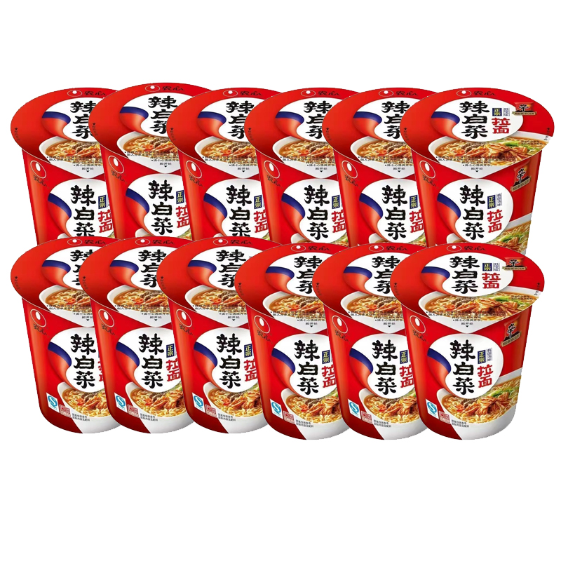 农心拉面辣白菜杯面70g*12桶