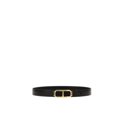 汤姆福特(Tom Ford)男士双面皮带时尚蟒蛇纹亮面漆皮金属徽标扣设