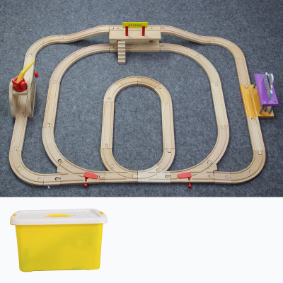 木头火车轨道木质轨道车玩具男孩电动木头小火车儿童火车轨道积木款1：车站站台套装(纯轨道)