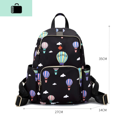 2020新款双肩包女牛津布韩版旅游防盗女士休闲帆布运动背包潮NEW LAKE 经典黑色