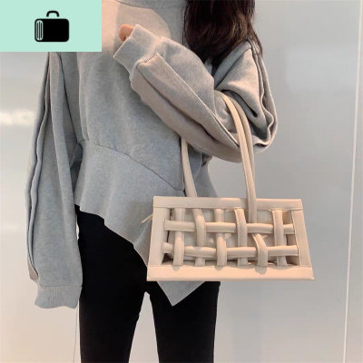 20新款洋气法棍包小众设计师款时尚白色腋下包编织镂空单肩手提包NEW LAKE 白色女士单肩包