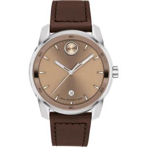 Movado Swiss Quartz男士经典商务防水皮带手表