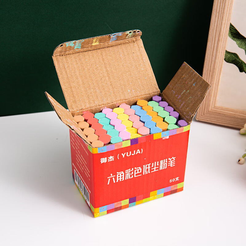 御杰六角彩色低尘粉笔48支 蓝色