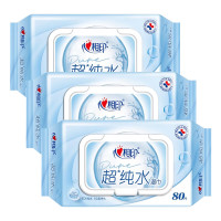 清风 EDI纯水湿巾 80片*4包不含酒精 手口可用 带盖 抽取式湿纸巾