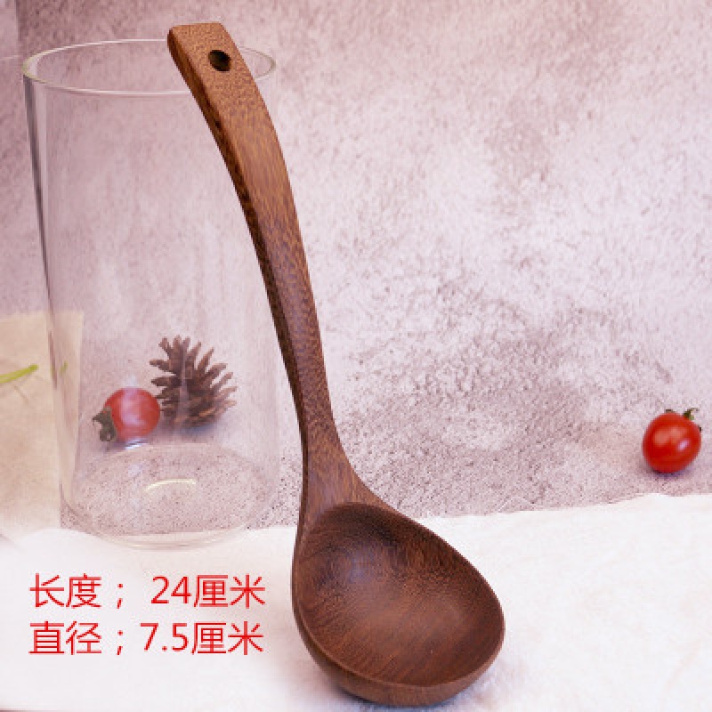 木铲子长柄木炒菜铲子不粘锅专用可高温木锅铲木勺汤勺 敬平 24厘米弯