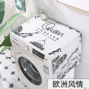 滚筒洗衣机罩单双开冰箱盖布北欧遮盖防水防尘罩防尘布盖巾套罩 欧洲风情 冰箱洗衣机50*150cm(升级防水)