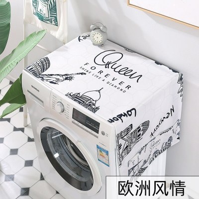 滚筒洗衣机罩单双开冰箱盖布北欧遮盖防水防尘罩防尘布盖巾套罩 欧洲风情 冰箱洗衣机50*150cm(升级防水)
