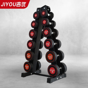 吉优JY-F9001吉优塔式哑铃架包胶固定式哑铃健身房力量训练含6付(2.5-15kg)