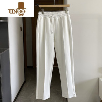 YANXU直筒运动裤男白色休闲长裤阔腿裤垂感卫裤英伦时尚百搭裤