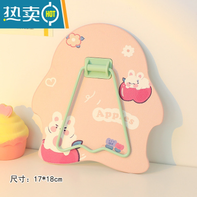 敬平ins风不规则镜子学生女可爱创意宿舍家用便携折叠桌面玻璃化妆镜 两只白兔便携式用镜