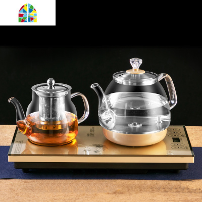 全自动上水电热水壶底部抽水玻璃烧水壶泡茶保温专用茶具套装茶炉 FENGHOU 金保温普通款(37*20)减20