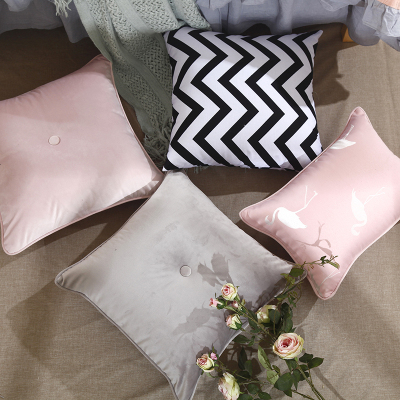 高档美式荷兰绒沙发办公室腰枕靠枕抱枕套床头靠背靠垫含芯