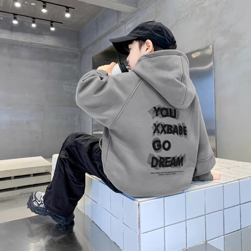 男童卫衣春秋款2026新款男孩春装儿童春季连帽上衣中大童痞帅炸街