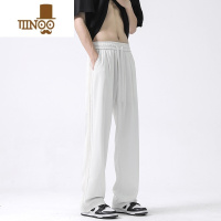 YANXULXS STUDIO潮牌白色冰丝垂感裤子男夏季薄款直筒宽松阔腿拖地长裤