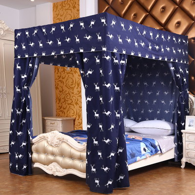 1.2米宿舍床帘子家用遮光含落地支架防风挡光布带蚊帐1.5双人床幔