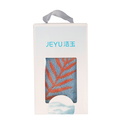 洁玉 叶语精梳棉提花毛巾单条盒装 J5057-A 蓝色