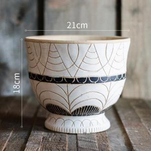 美帮汇埃及纹饰柱盆高脚花盆花器花瓶特大型号艺术风格花园装饰 埃及古纹饰柱盆底部已打孔 中